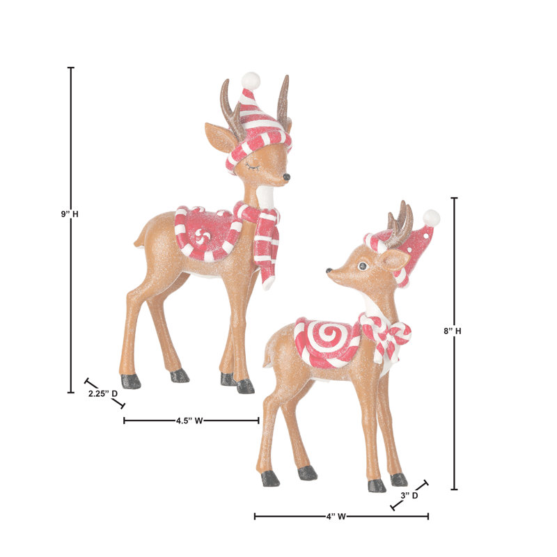 Resin Sweets Candy Deer set of 2