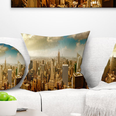 Midtown and Downtown Manhattan - Cityscape Printed Pillow