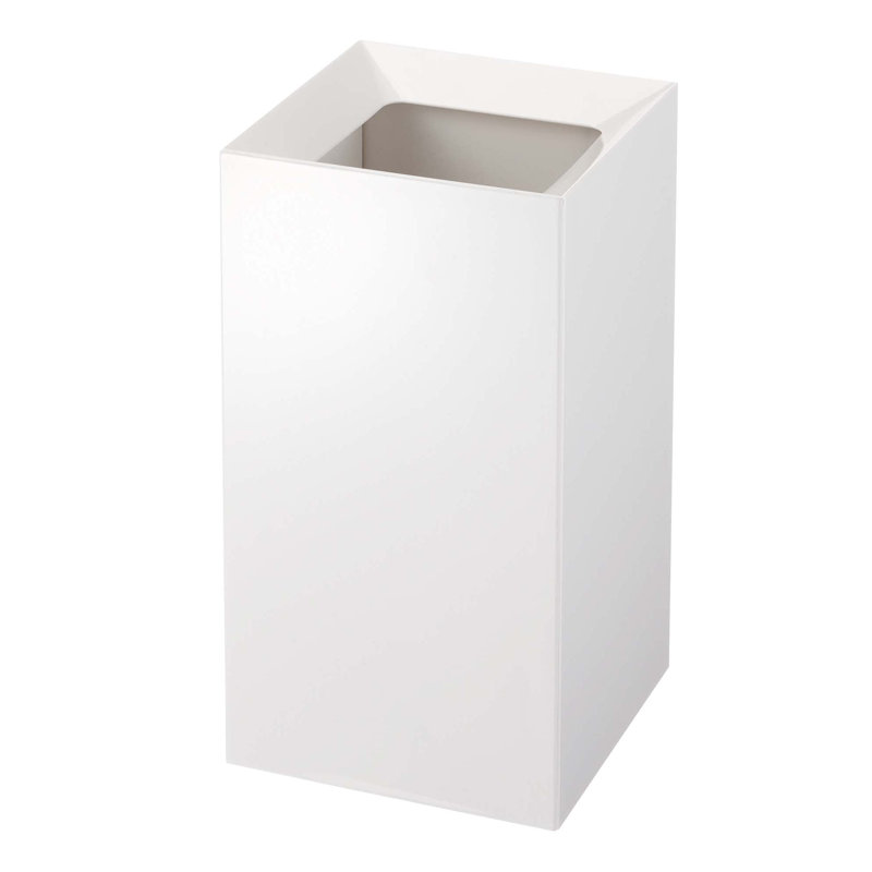 White ABS Plastic Modern Trash Can with Handle, 2.5 Gallons