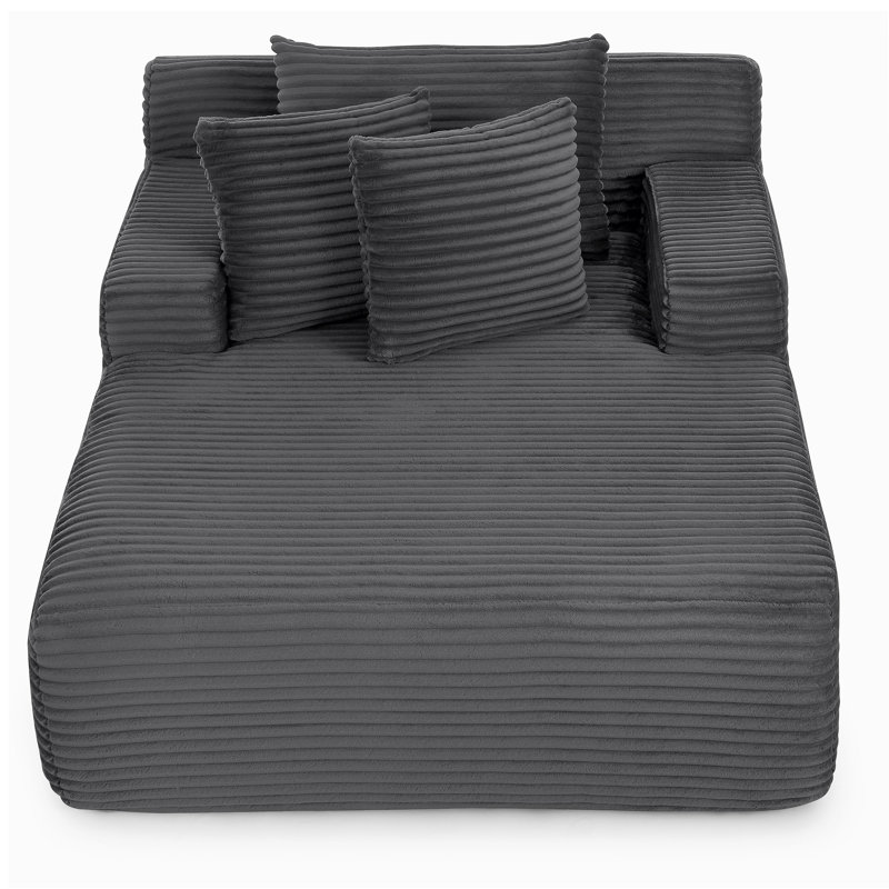 Méridienne simple à paresseux simple, aucun assemblage requis, faite de tissu de velours, méridienne moderne moelleuse, utilisée pour les salons intérieurs et les chambres à coucher - gris foncé