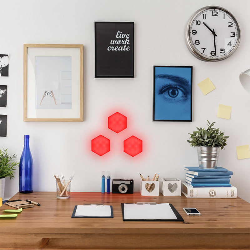 Hexagon Remote Control Multi-Color LED Touch Light, Wall-Mounted, Four Color-Changing Modes