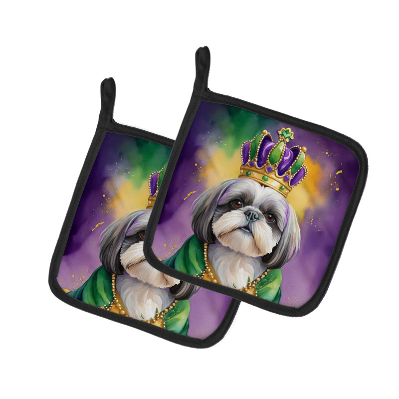 Paire de poignées Shih Tzu King of Mardi Gras