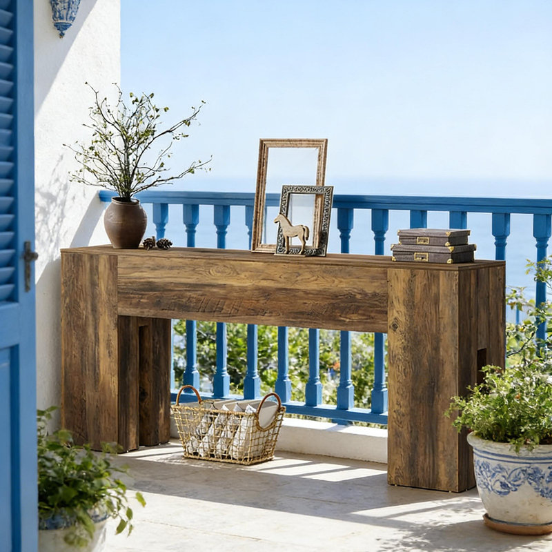 Table basse rustique, console robuste, table de couloir en bois