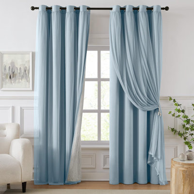 Double Layer Blue Curtains