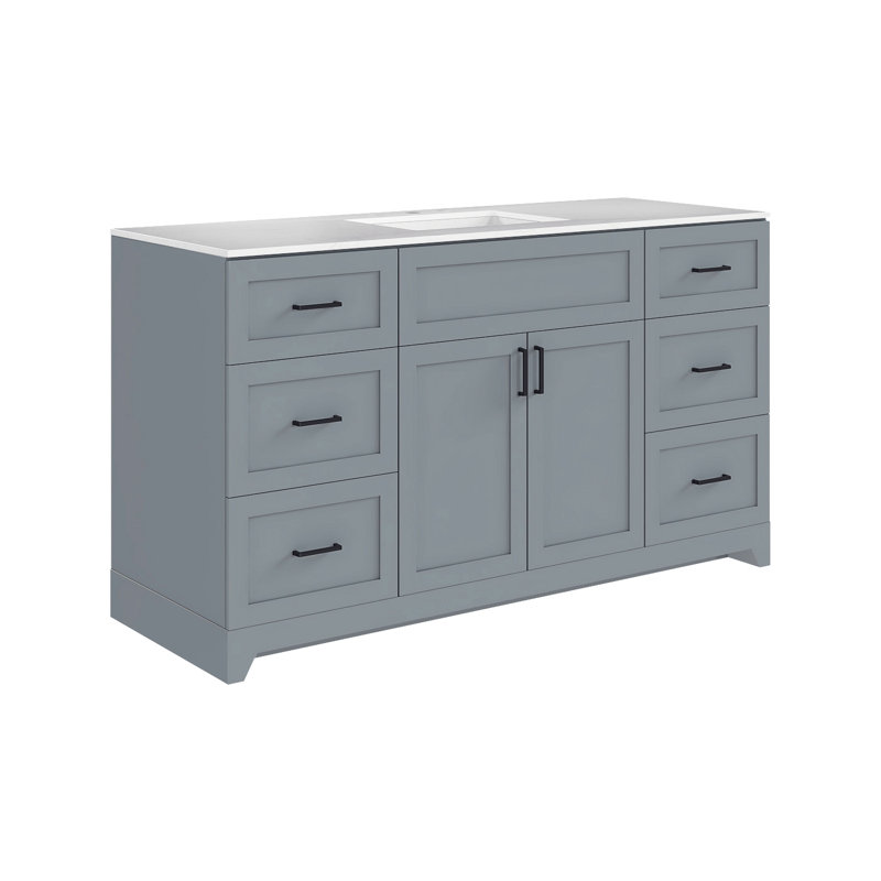 Lavabo en céramique 60 po Perren, Gris, Gris