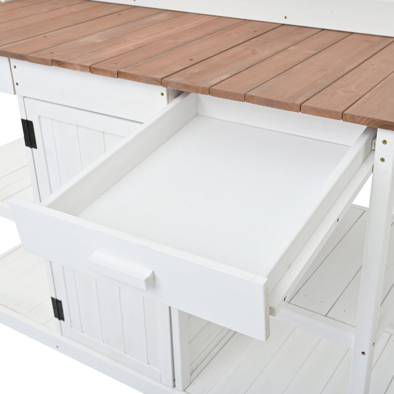 Grande table de rempotage en bois 66 po, Blanc