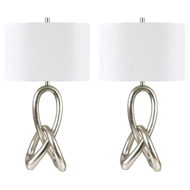 Set Of 2 Resin Table Lamp With Linen Shade