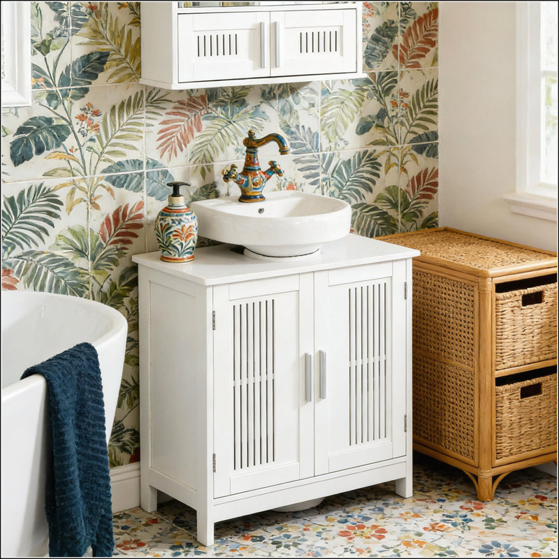 Armoire de rangement sous le lavabo avec tablette réglable pour l'organisation de la salle de bain et l'efficacité de l'espace