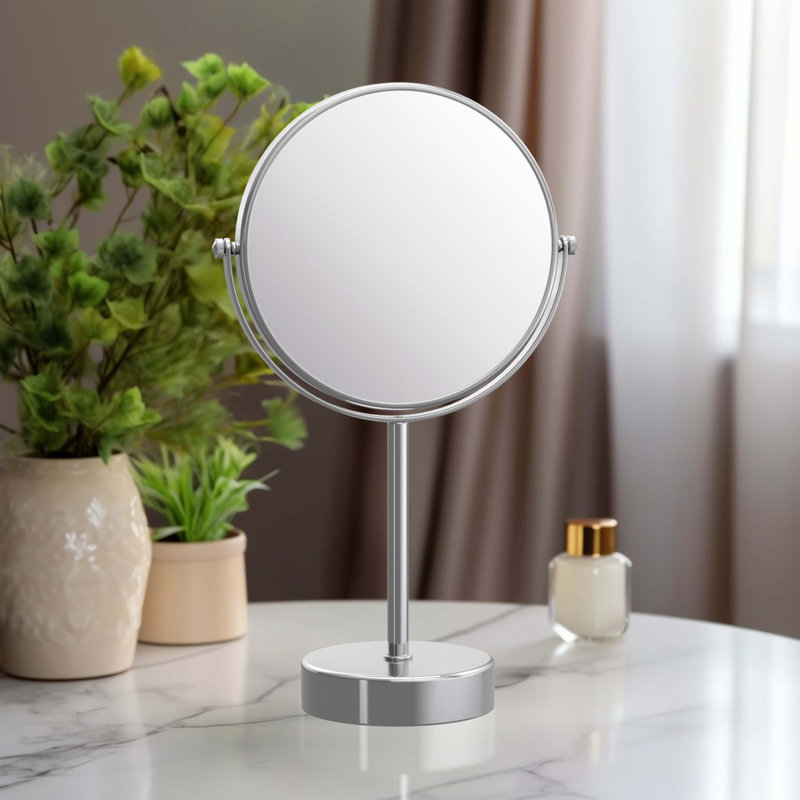 Circular Free Standing Magnifying Make Up Mirror, Chrome