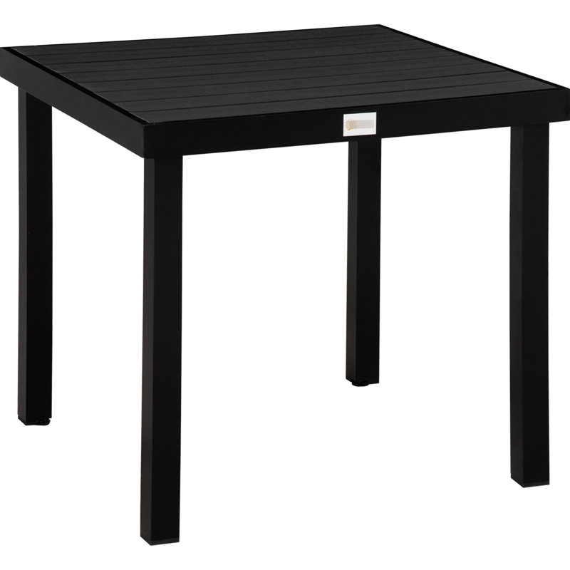 4 tables d'extérieur carrées - noir, imperméable, pieds en aluminium stables pour le jardin 4 personnes grain de bois imperméable, patio solide,