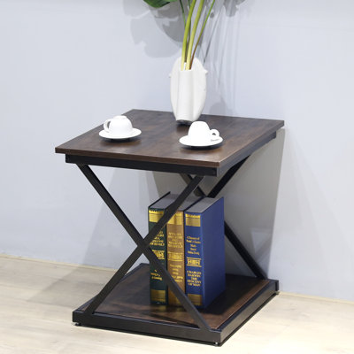 Modern Brown 18.5" Square Side Table with Compact Versatile Design