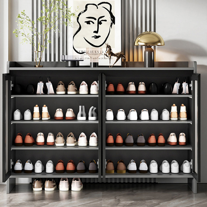 Rangement pour chaussures en alliage d'aluminium gris et gris foncé