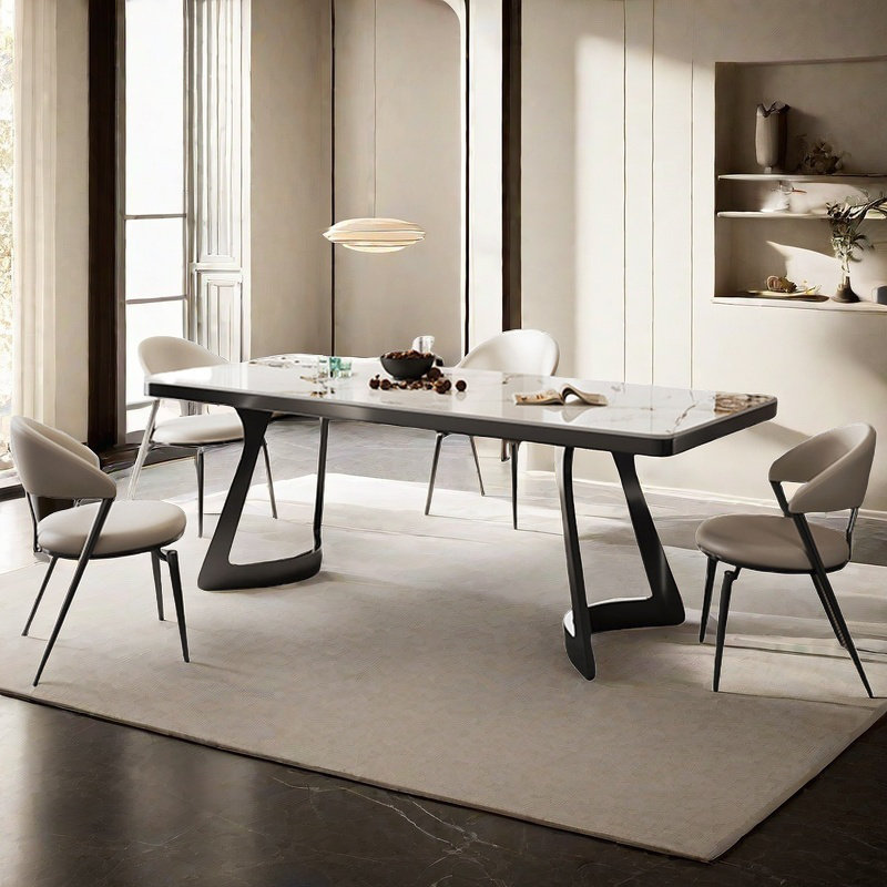 Combinaison de table de salle à manger luxueuse et de chaise, H 29,52 po x L 62,99 po x l 31,49 po