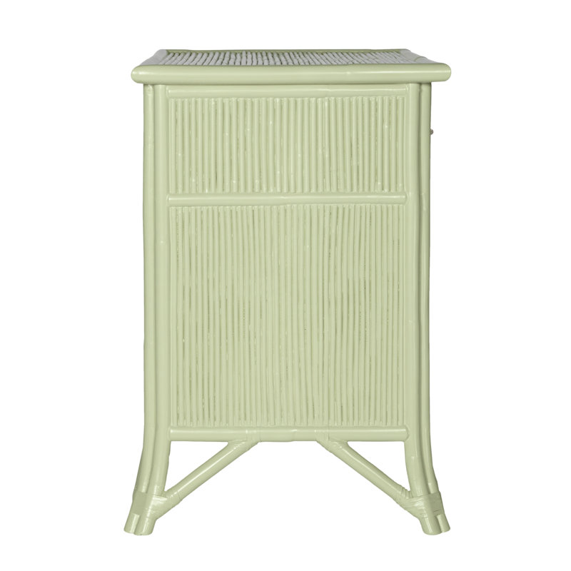 1 - Drawer Rattan Nightstand, Celery Green