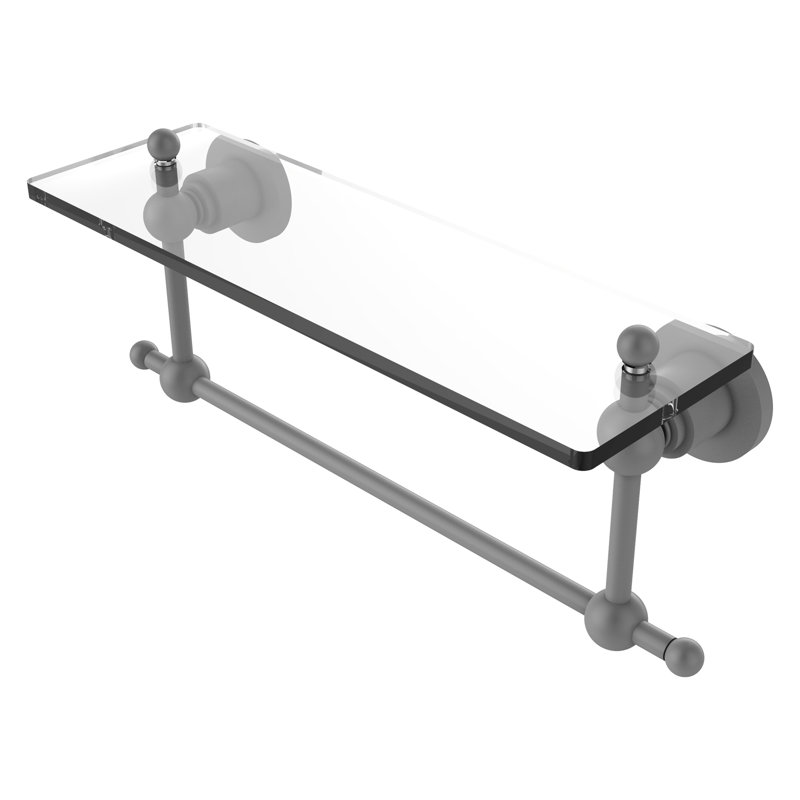 Lera Bracket Shelf with Towel Bar, 16" W x 4" H, Matte Gray