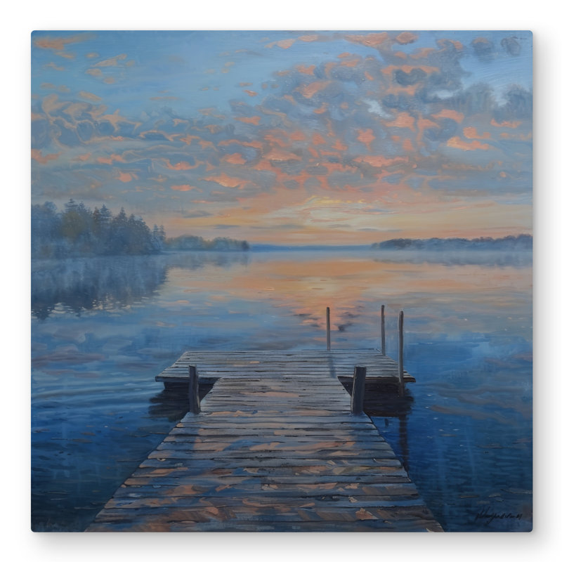 Calm dock - White Metal Print for Elegant Home Decor
