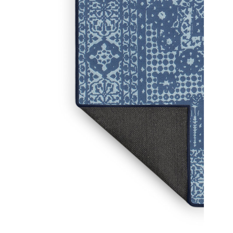 Tapis de zone bleu contemporain, Rectangle 7 pi x 9 pi