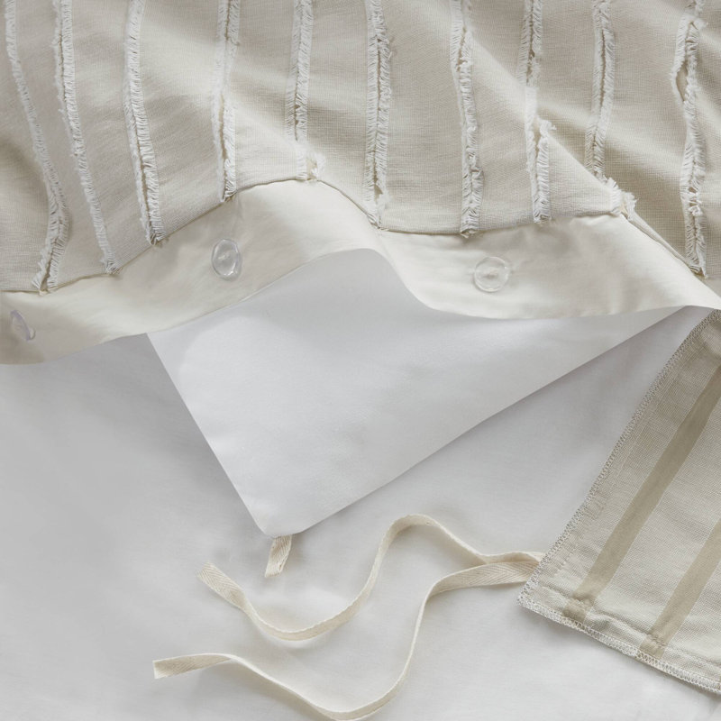 Ensemble d'édredon surdimensionné 100% jacquard Essence, Ivoire ivoire, Édredon très grand + 5 taies décoratives + 3 co