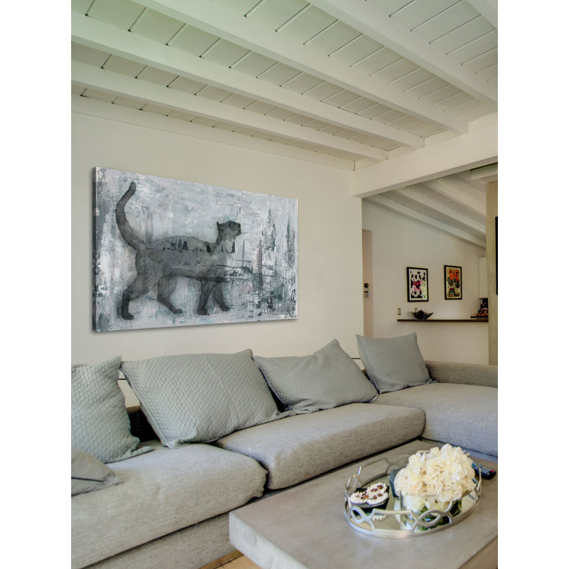 « cat prance », reproduction d’art sur toile tendue, H 24 po x l 36 po x P 1,5 po