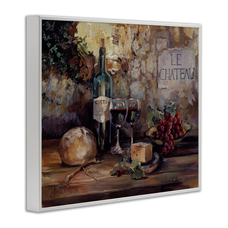 Vin et fromage parisien, estampe numérique par Marilyn Hageman, Estampe numérique encadrée blanc bord de mer