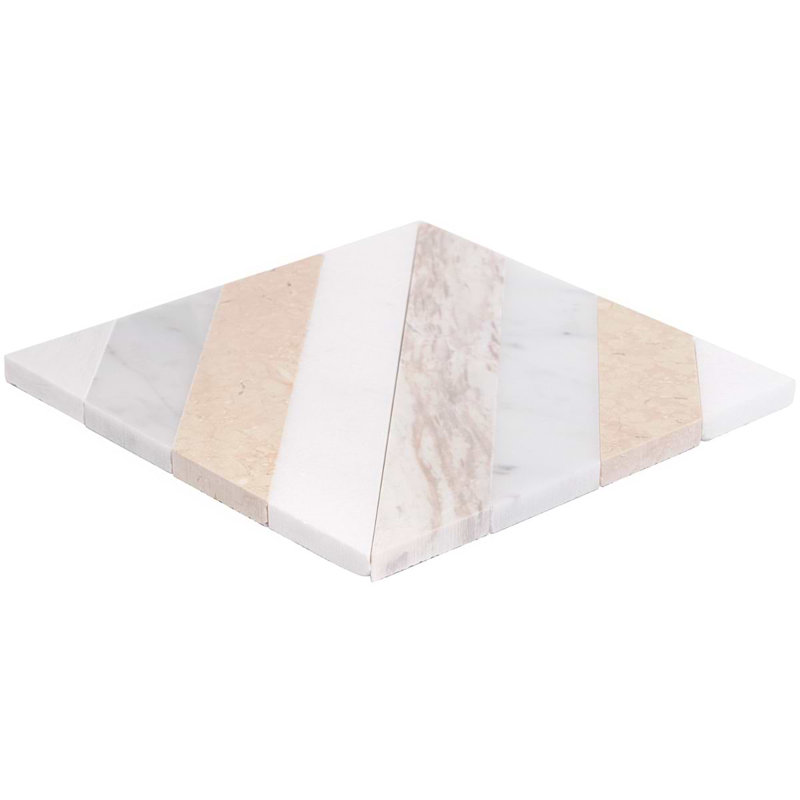 Bowery 8x8 Chevron Polished Marble Mosaic Tile