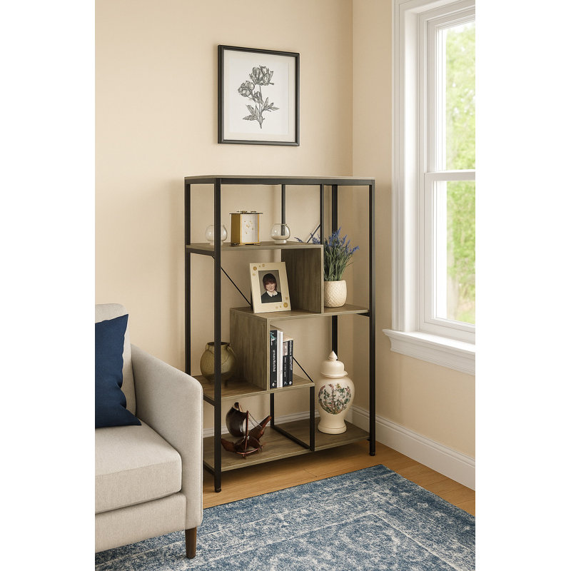 Chalfont 130cm H x 75cm W Steel Geometric Bookcase