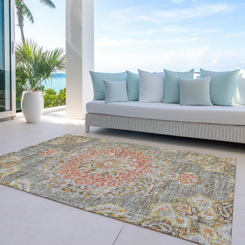 Tapis intérieur / extérieur brun Ornella , 9 pi x 12 pi
