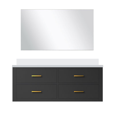 48 po Meuble-lavabo noir X 22 avec comptoir en marbre de culture et 43 miroirs, fermeture en douceur, bois, intérieur de la salle de bain, plateau, matériaux solides