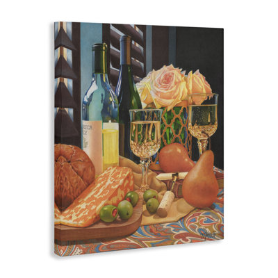 Romantic Wine & Cheese Canvas Wall Art by Mardell Schuster