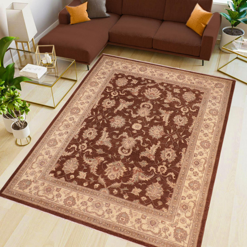 Tapis oriental en laine brun / doré clair Silke