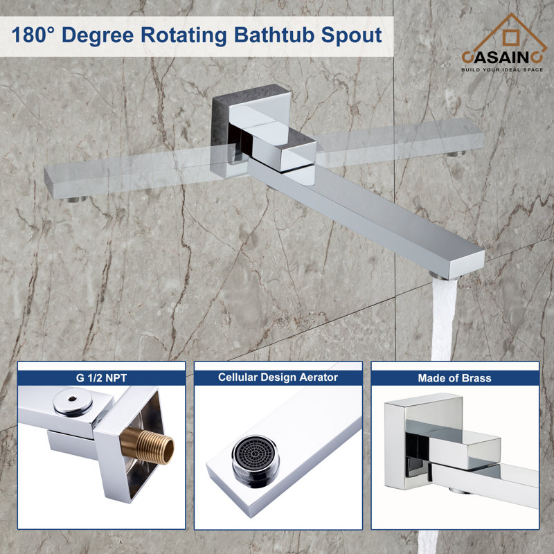 Chrome 10" Square Wall Mounted Rainfall Shower System with Handheld