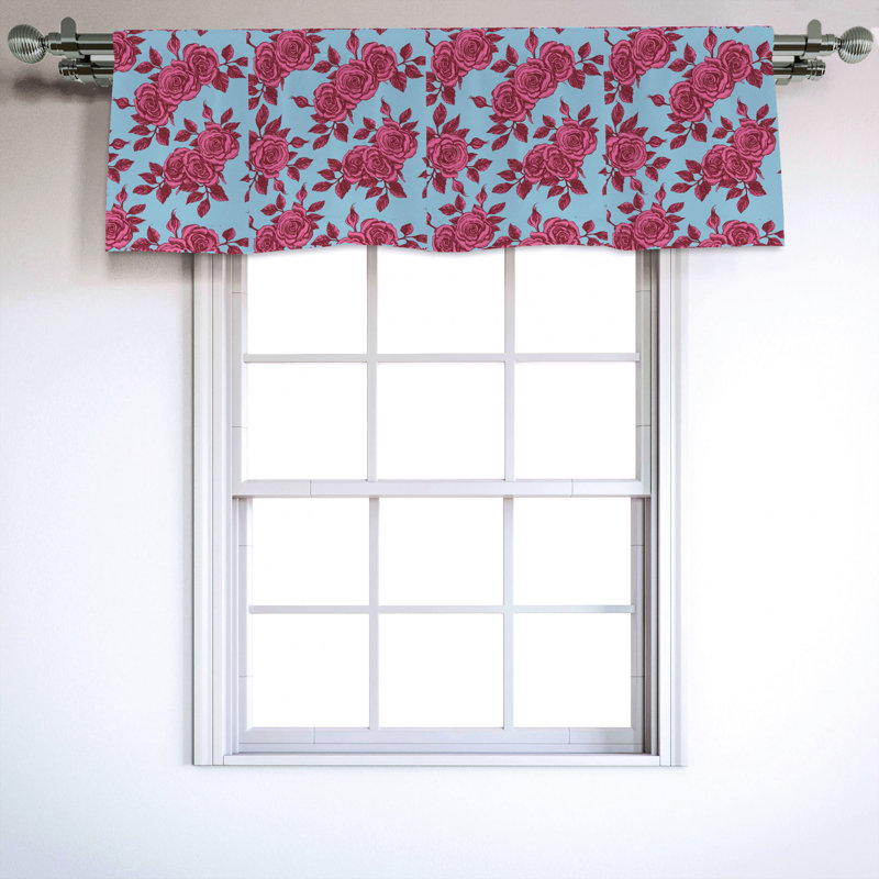 Sateen Floral Ruffled Window Valance