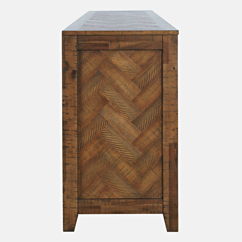 Montreal TV Stand for TVs up to 70" with Fireplace Included, Oak Dark Brown