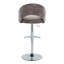 Tabouret de bar réglable avec pivot en métal chromé et tissu gris foncé avec repose-pieds rond en T - ensemble de 2-1115873033-1115873034