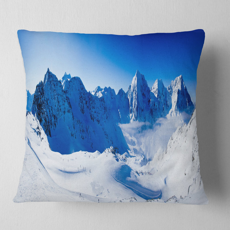 Coussin Blue Winter Mountains, 18 po x 18 po, Carré