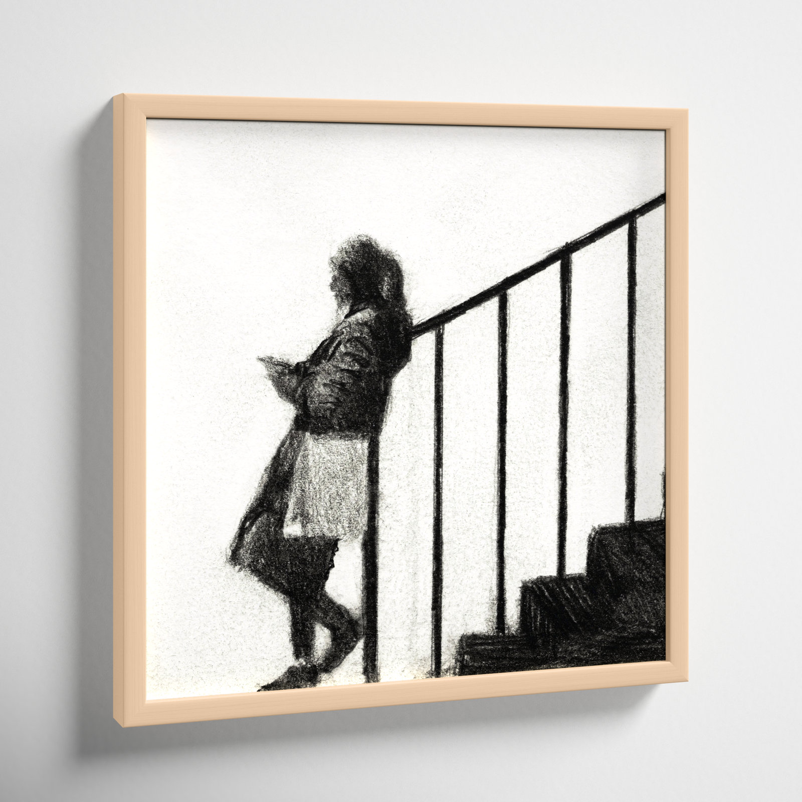 Waiting Painting by Simon Schneiderman, Maple Wood, 16" H x 16" W x 1.25" D