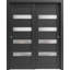 Portes coulissantes de placard 84 x 96 avec quincaillerie Quadro 4113 Noir mat avec verre opaque dépoli, rails robustes, moulures, ensemble de garnitures, portes de placard de chambre à coucher en bois massif léger pour cuisine-87389582