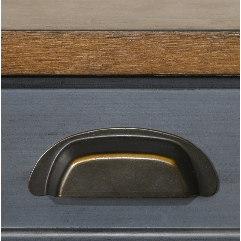 Bureau Vivienne avec prises intégrées, Bleu cendré