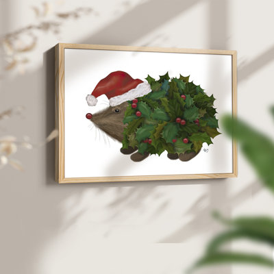 Christmas Holly Hedgehog -Framed Print - Restickable