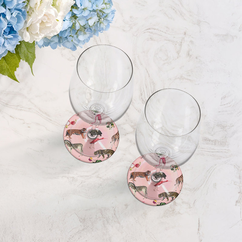 Sous-verres ronds en cuir Exotix Flamingo Vegan, Flamant