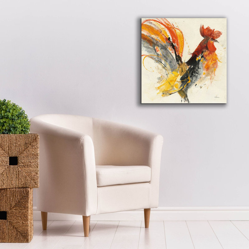 «Festive Rooster 1» par Albena Hristova, art mural sur toile, H 26 po x l 26 po x P 1,5 po