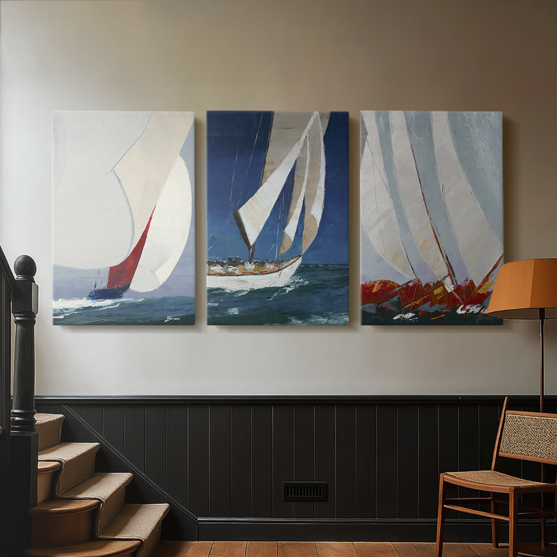 Gallery Racing the Wind, reproduction d'art sur toile tendue sur mesure - 3 pièces, H 18 po x l 36 po