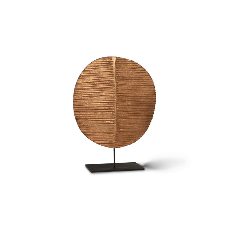 Carved Leaf on Stand Sculpture, 38" H x 10" W x 29" D