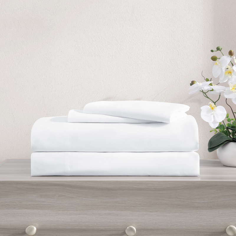 Fil de refroidissement - Ensemble de draps 4 pièces, Ensemble de draps pour taille de lit double et deu, Blanc