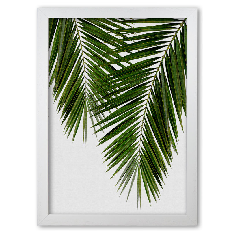 Palm Leaf II - Print, 60 cm H x 42 cm W x 5 cm D, White Grain Frame