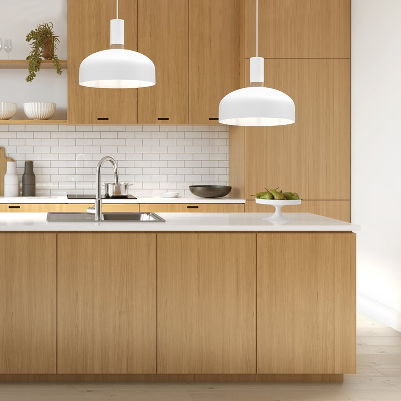 Malmo 1 - Light Dome Pendant, White/Wood