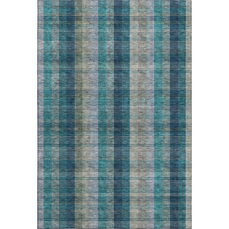 Premium Machine Washable Prisco Teal Rug, Rectangle 2'6" x 3'10"