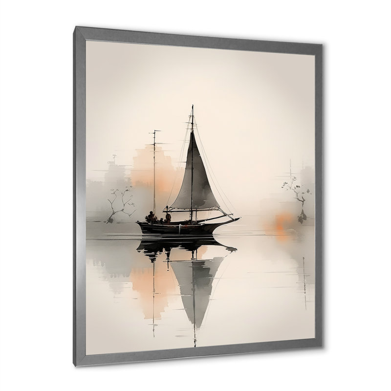 Broughtonville, voilier d'art asiatique, impression sur toile, H 32 po x l 16 po x P 1 po, Cadre photo argenté