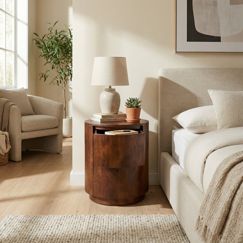 Elegant Brown 18" Wide x 24" High Nightstand with 2-Drawer Storage for Small Spaces, Chestnut