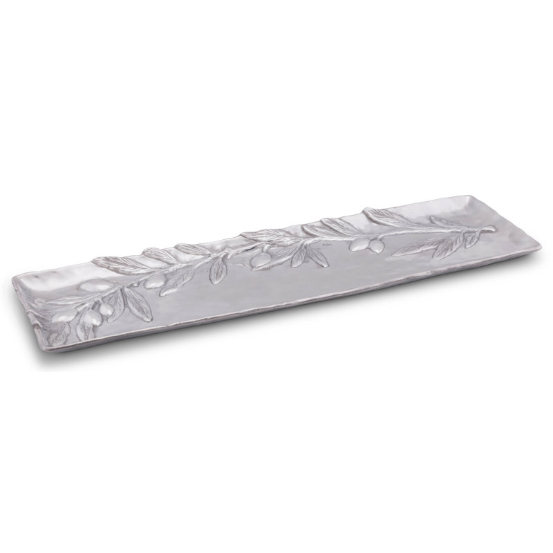 Tuscan Aluminum Round Platter with Olive Branch Design
